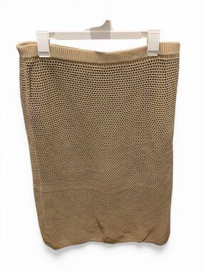 A New Day Tan Crochet Knit Midi Skirt Size M NWT